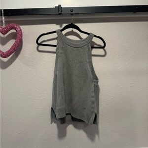 Gray Ribbed Knit Tank Top